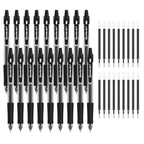 Image of Shuttle Art Black Gel Pens, 36 Pack(18 Gel Pens with 18 Refills) Retractable Medium Point Rollerball Gel Ink Pens Smooth Writing with Comfortable Grip