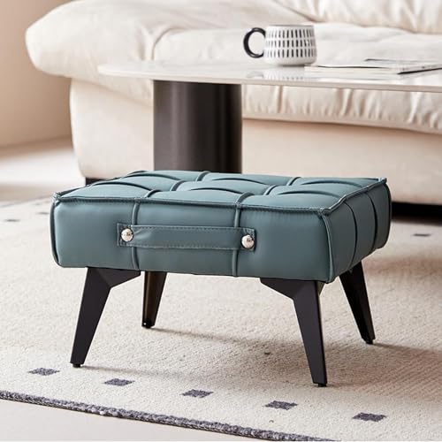 Pouf de canapé bleu imperméable en PU souple à structure rectangulaire - 3