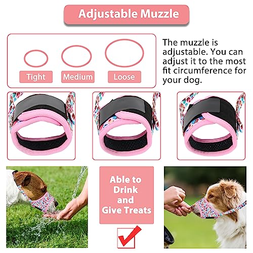 Image of LUCKYPAW Dog Muzzle Anti Biting Barking and Chewing with Comfortable Mesh Soft Fabric and Adjustable Strap, Suitable for Small, Medium and Large Dogs(Pink Cake,M)