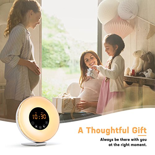 Sunrise Alarm Clock- Wake Up Light Led Clock With Sunrise Simulation And Sunset Fading Night Light-6 Natural Sounds/Fm Radio/7 Colors Switch/10 Brightness Levels/Snooze Function For Heavy Sleepers #TOP6