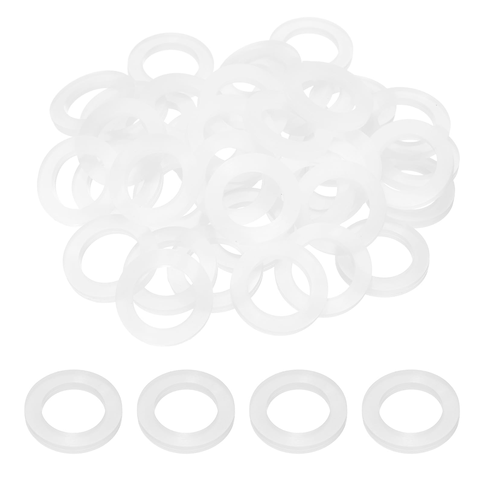 sourcing map 50 Pcs Silicone Washers, 15mm x 16mm x 3mm O-Ring Seals Hose Washer Plumbing Gaskets for Water Pipe Faucet Shower Head Garden Hose Seal, White