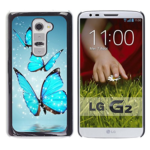 Smartphone Protective Case Hard Shell Cover for Cellphone LG G2 / CECELL Phone case / / Blue Sparkling Butterfly /
