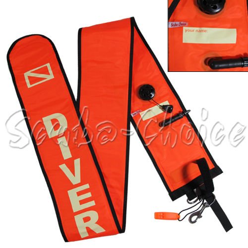 Scuba Choice Scuba Diving 6' Surface Marker with Lead Weight, Whistle and Stainless Steel Snap