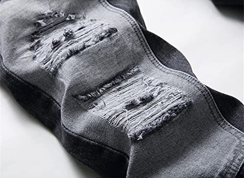 Maiyifu-GJ Men's Retro Ripped Patches Jeans Regular Fit Destroyed Distressed Patch Jean Straight Leg Hip Hop Denim Pants4