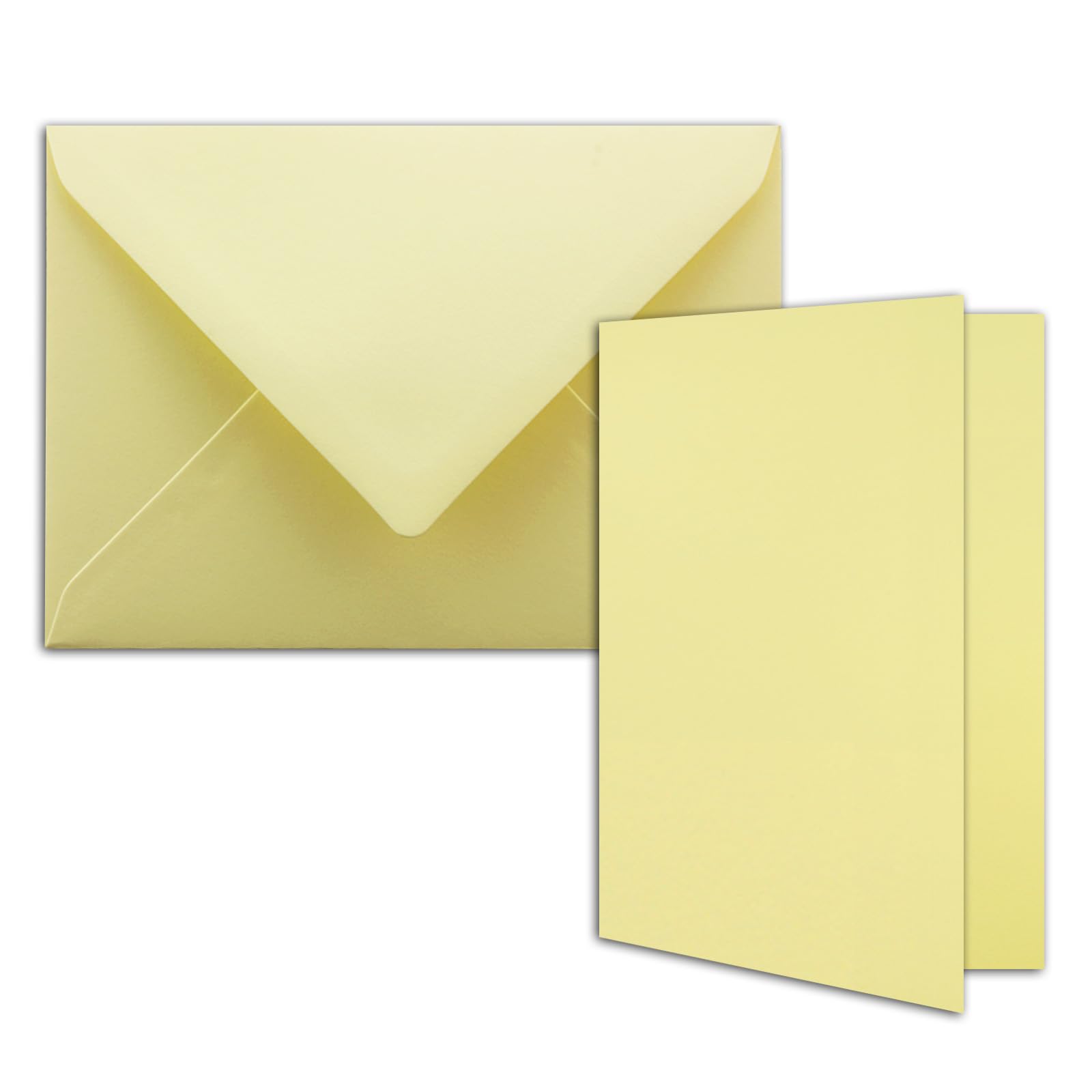 FarbenFroh Lot de 100 cartes pliantes - Format B6 - Avec enveloppes - Jaune pastel (jaunes) - 120 x 170 mm - Idéal pour cartes d'invitation, mariage, baptême, communion, confirmation - Marque :