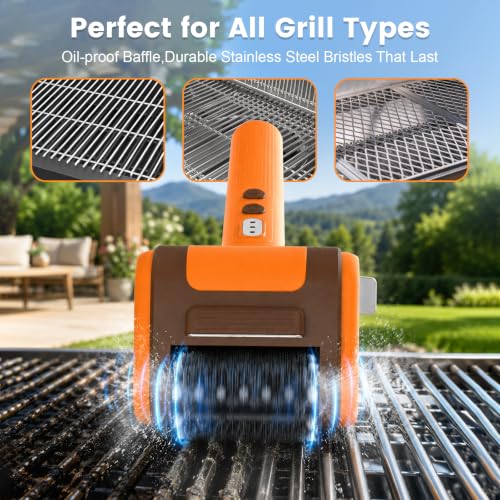 Image of Electric Grill Brush Bristle for Outdoor Grill, Grill Cleaning Brush Rechargeable BBQ Cleaner Brush Head,Safe Grill Brush with Scraper for Cast Iron Stainless-Steel Grates