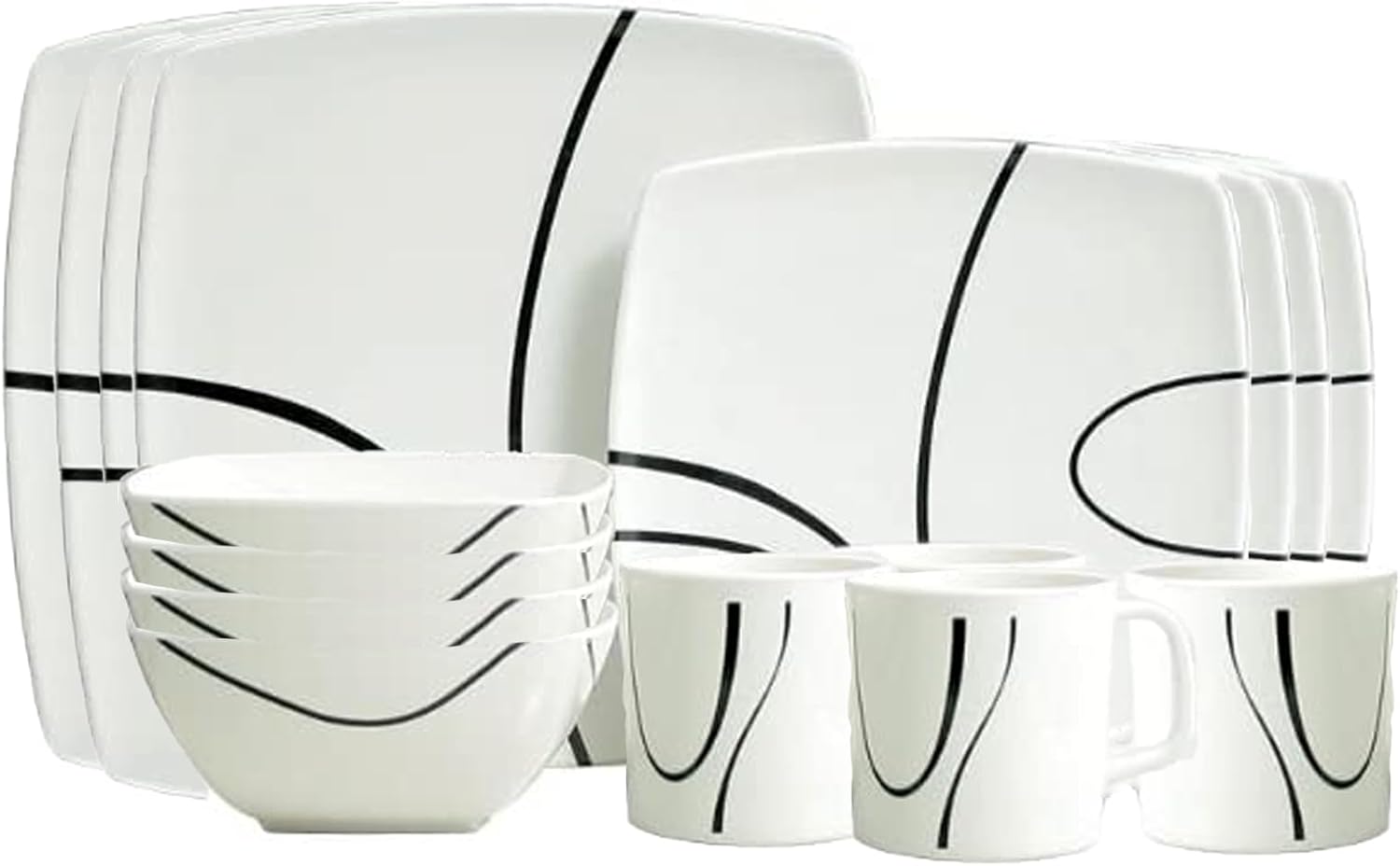 Xtremeauto 16pc Dinner Set Plates and Bowls Set Dinnerware Sets