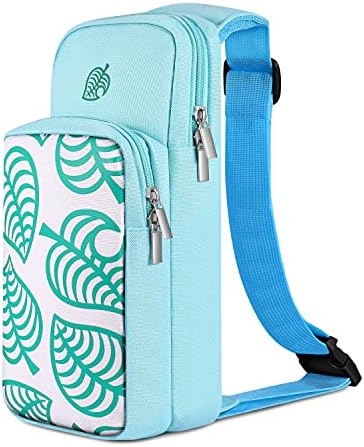 TNP Switch Bag, Travel Bag Compatible with Nintendo Switch & Switch Lite – Shoulder Bag Travel Case Cute Portable Carrying Backpack for Animal Crossing Games Accessories Console & Dock Charger – Blue