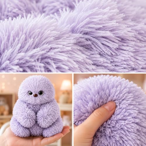 Image of MONEX Garments Cute Fluffy Plush Toy Set for Kids, Soft Kawaii Stuffed Animal Doll for Bedroom Decor & Gift, Pastel Purple Pink White Plushies