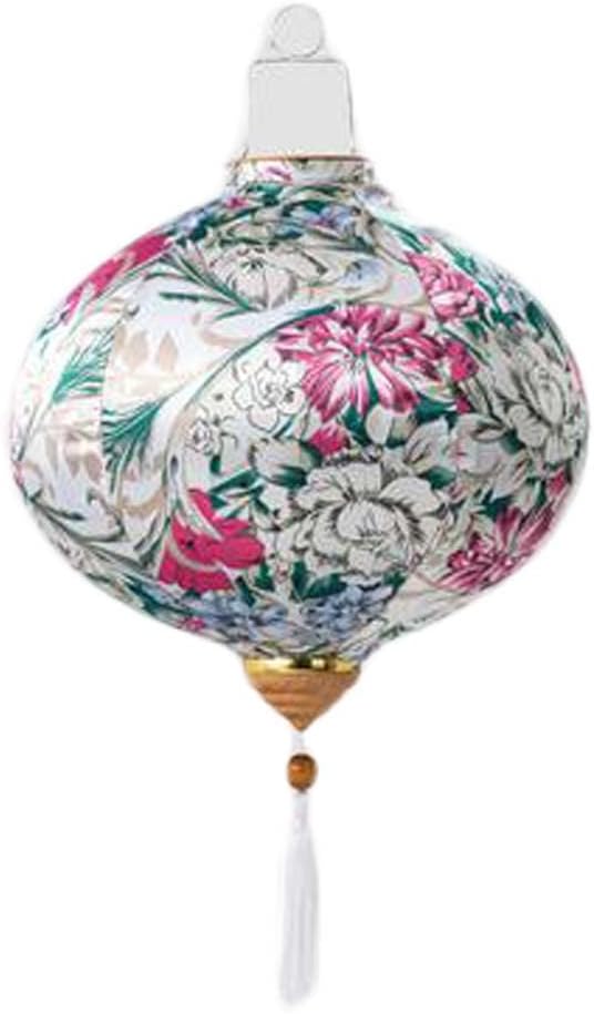 12inch White Dahlia Chinese Cloth Lantern Decorative Floral Round Hanging Paper Lantern for Outdoor Garden Party