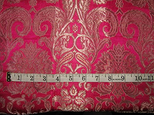 Brocart de soie lourde rose et or métallique BRO256 tissu jacquard 91,4 cm