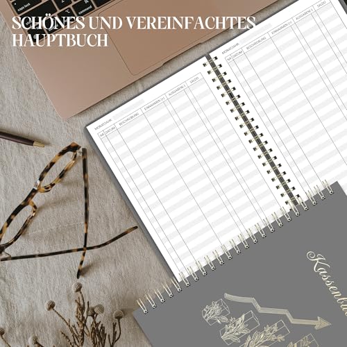 BIROYAL Kassenbuch A5-120 Seiten Haushaltsbuch, Budget Planner & Kassenbücher - Einnahmen Ausgaben Buch - Haushaltsbuch zum Eintragen - Kassenbuch Kleinunternehmer- Ausgaben Tracker Finanzplaner