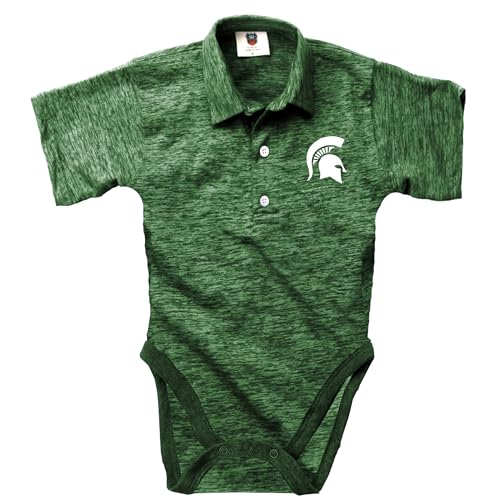 Wes and Willy Baby Polo Romper Golf Creeper (Michigan State, 6M)
