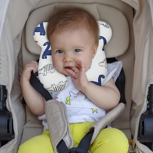 Image of Baby Travel Pillow, Infant Kid's Cushion Soft and Skin Friendly for Car Seat, Pushchair and Stroller (Style L)