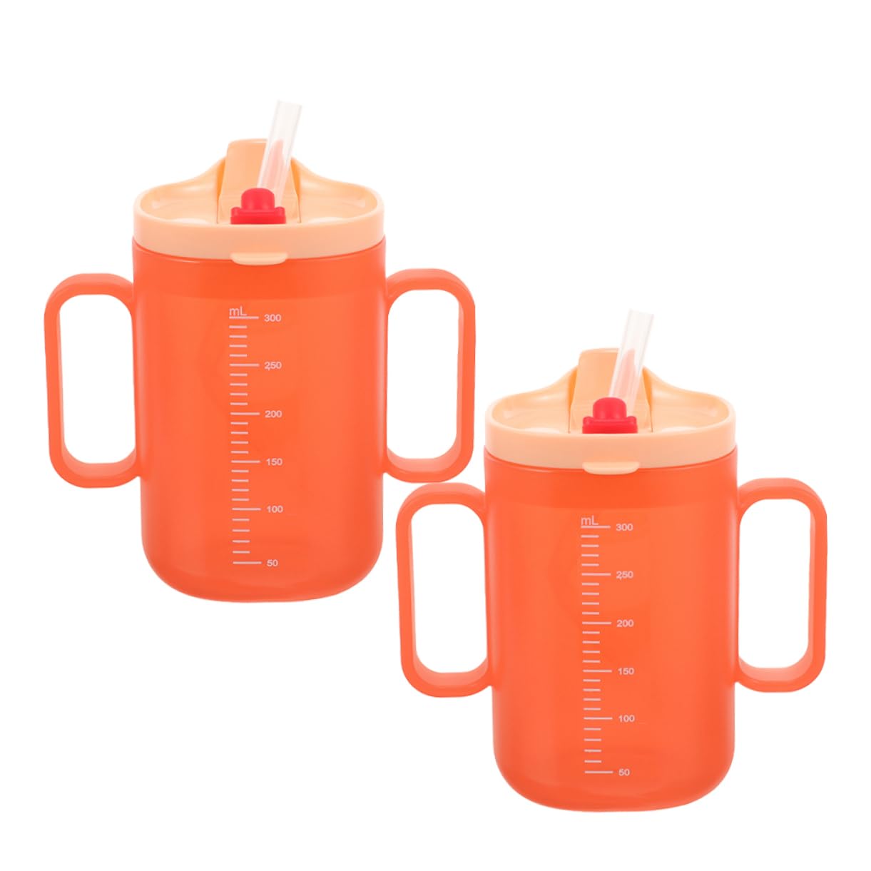 FOYTOKI 2pcs Cups with Lids and Straws Leakproof Tumbler for Elderly Ergonomic Design Drinking Cup Training with Straw Spill Water Bottle