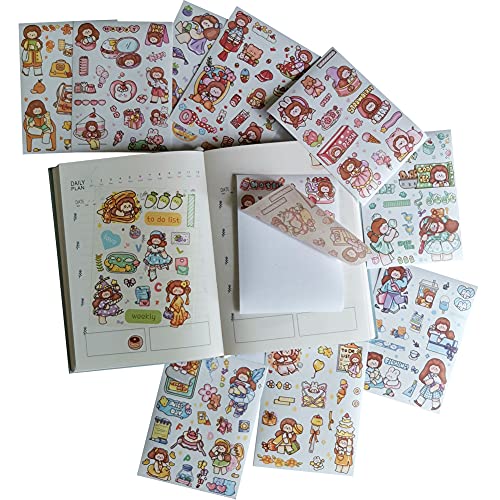 Kawaii Conjunto de adesivos Washi (50 folhas) adesivos adesivos fofos para vida diária de lazer para