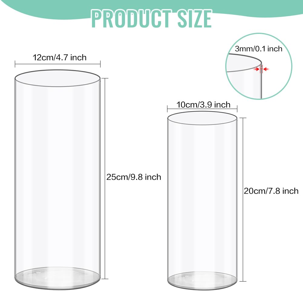 Olrla 2 Piece Set Transparent Acrylic Flower Vase 25x12cm and 20x10cm - Image 2