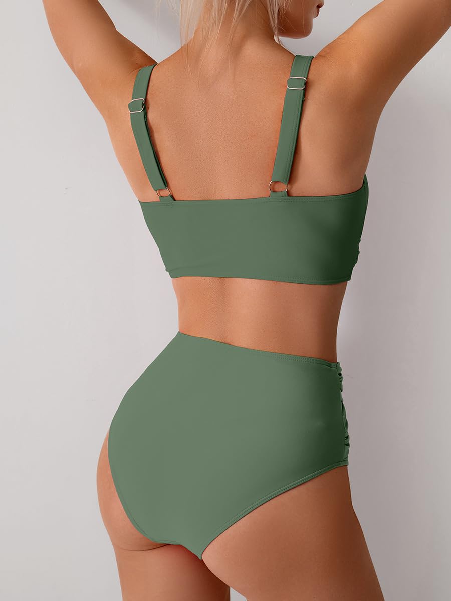 Bikini Donna 2 Pezzi Bikini Set Push-up V Collo Imbottito Bikini in Vita Alta Bikini per Donne