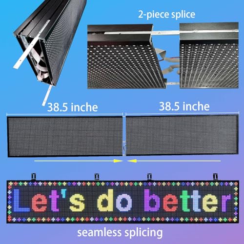 Image of programmable led sign custom scrolling digital signage display screen outdoor for business electronic message board advertising marquee word light Wifi Control High Brightness Neon 77 inchX14 inch