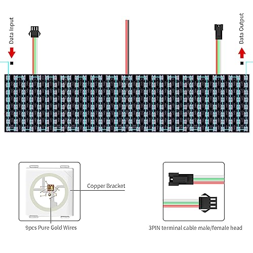 Image of WS2812B RGB LED Digital Flexible Individually Addressable Panel Light WS2812 8X8 16X16 8X32 LED Module Matrix Screen DC5V (2Pack 8X32 256Pixels)