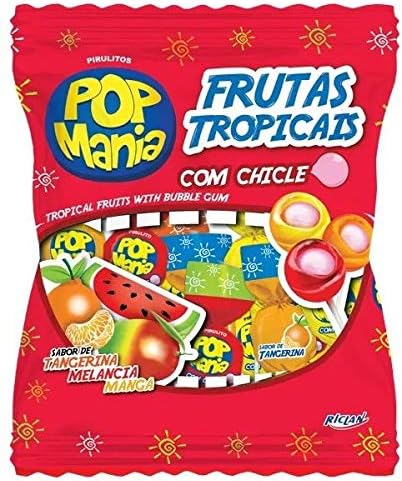 Pirulito Pop Mania Com Recheio Chiclete Frutas Tropicais