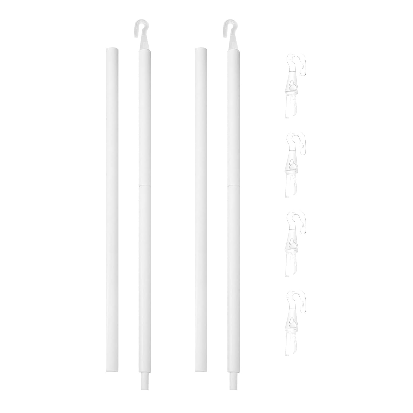 Fkereg 60 cm Long Blind Wand With 5 Hook, 2 Pcs White Tilt Rod Replacement Parts, Vertical Shades Opener Stick for Window Curtain — image 1