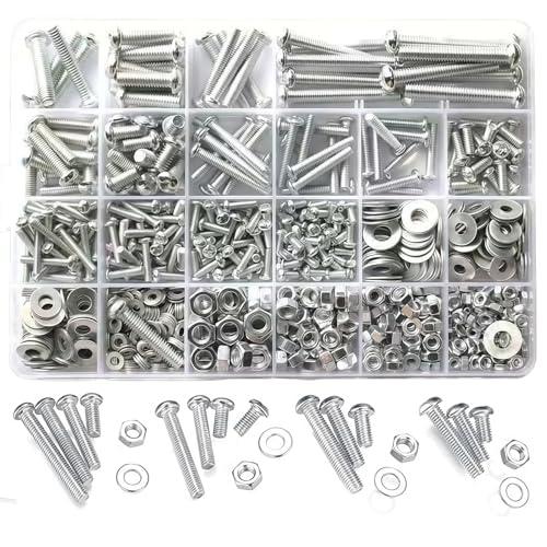 Metrisches Schrauben-Assortiment (1080 Stück) – M3/M4/M5/M6 Maschinenschrauben, Muttern, Bolzen & Flache Unterlegscheiben Set