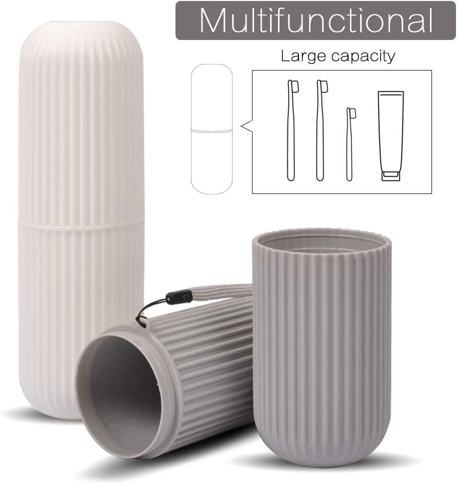 UCEC Toothbrush Travel Case, Portable Travel Toothbrush Holder Cade for Camping, Traveling, Home, School, Business, Bathroom, 4 Pack (Green, Pink, Grey, White)