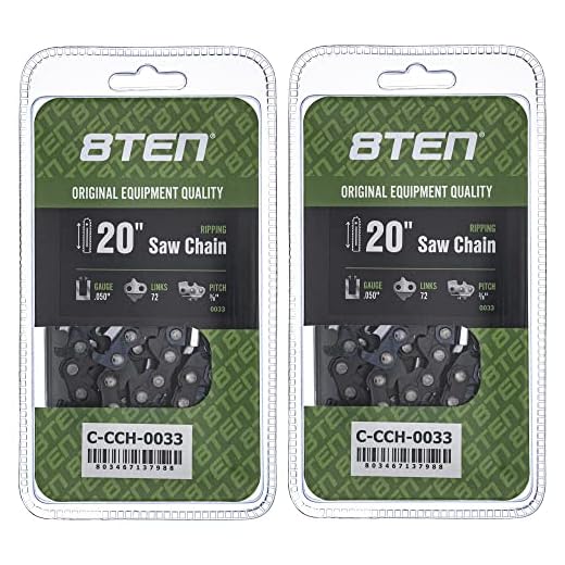 8TEN Ripping Chainsaw Chain 20" Bar .050 Gauge 3/8 Pitch 72DL 2 Pack