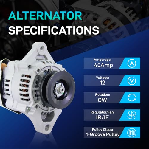 Image of Kubota Alternator Replacement New for 12179N 16241-64011 100211-1670 40A Diesel 86-09, 95-07 Case 6010 1838, Corniver CT48S, 97-07 Compac Equipment MFG TA48,133745A1 1100211-1670 P114682GT