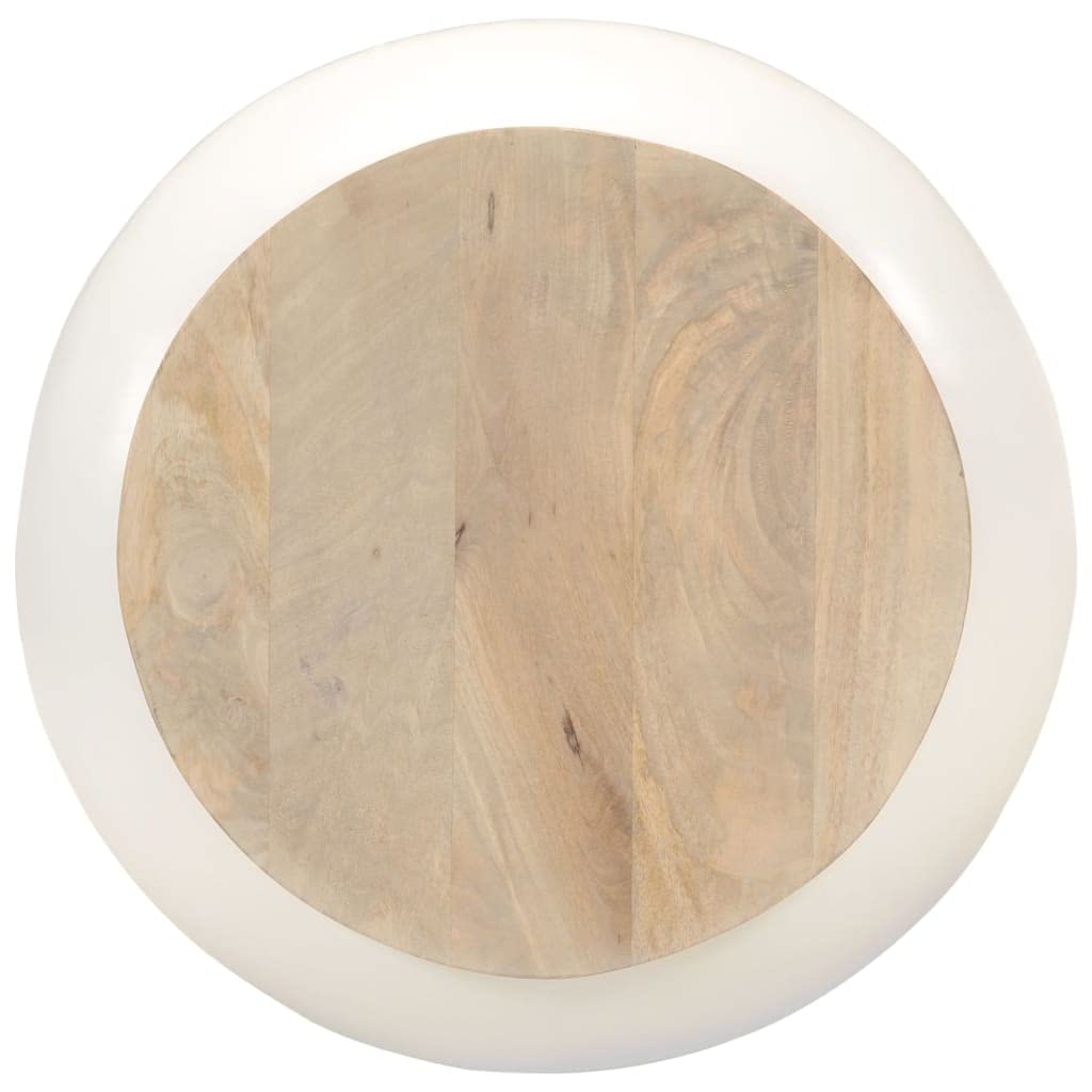 vidaXL Mesa de Centro de Madera Maciza de Mango Blanca 51x51x27 cm, Mesa Auxiliar, Mesa de salón, Mesa Decorativa, mesita de sofá, mesita de Centro