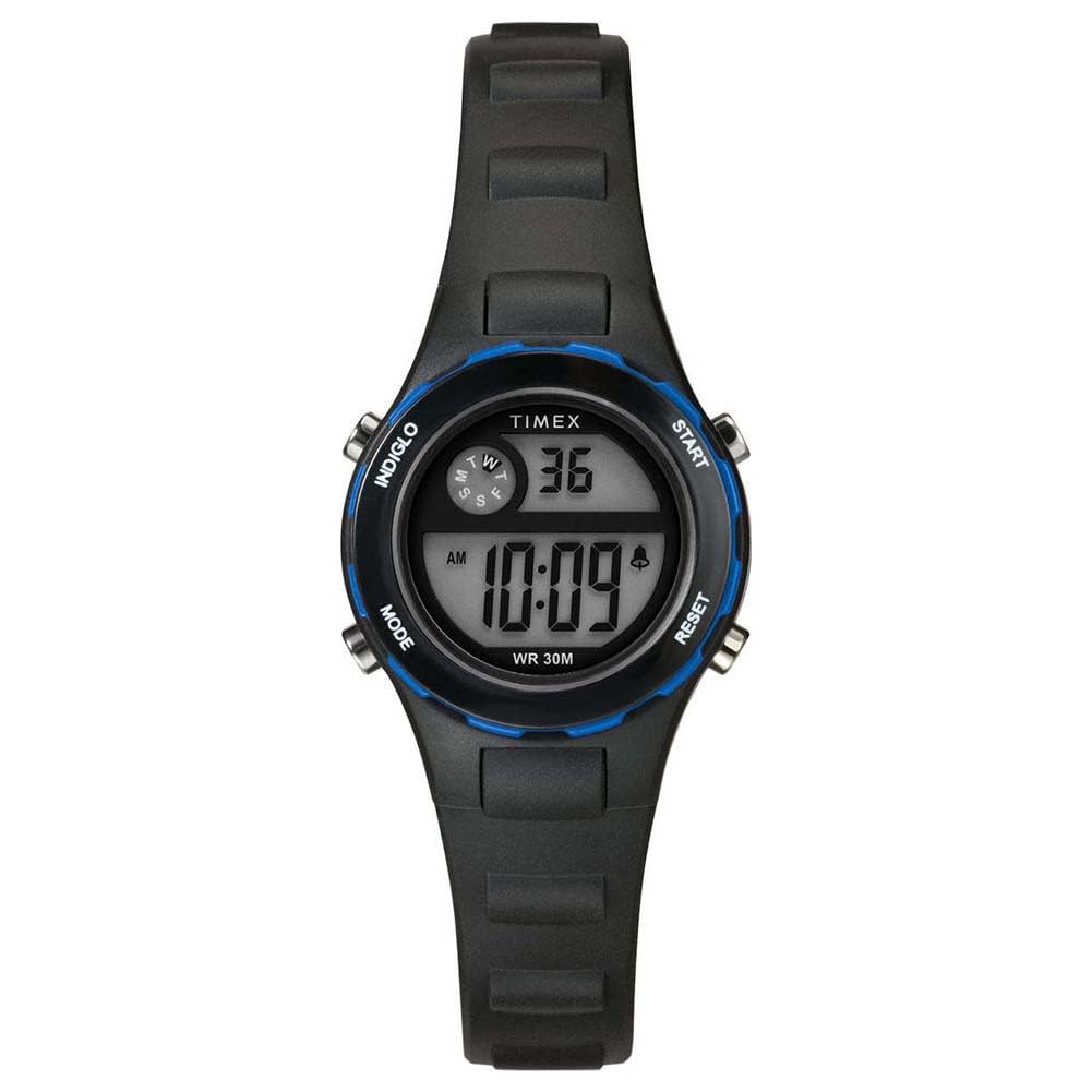 Timex Zegarek dla Dzieci Time Machines 27 mm, Czarny Pasek Żywiczny, Tarcza Cyfrowa, Czarna Obudowa TW2W92400