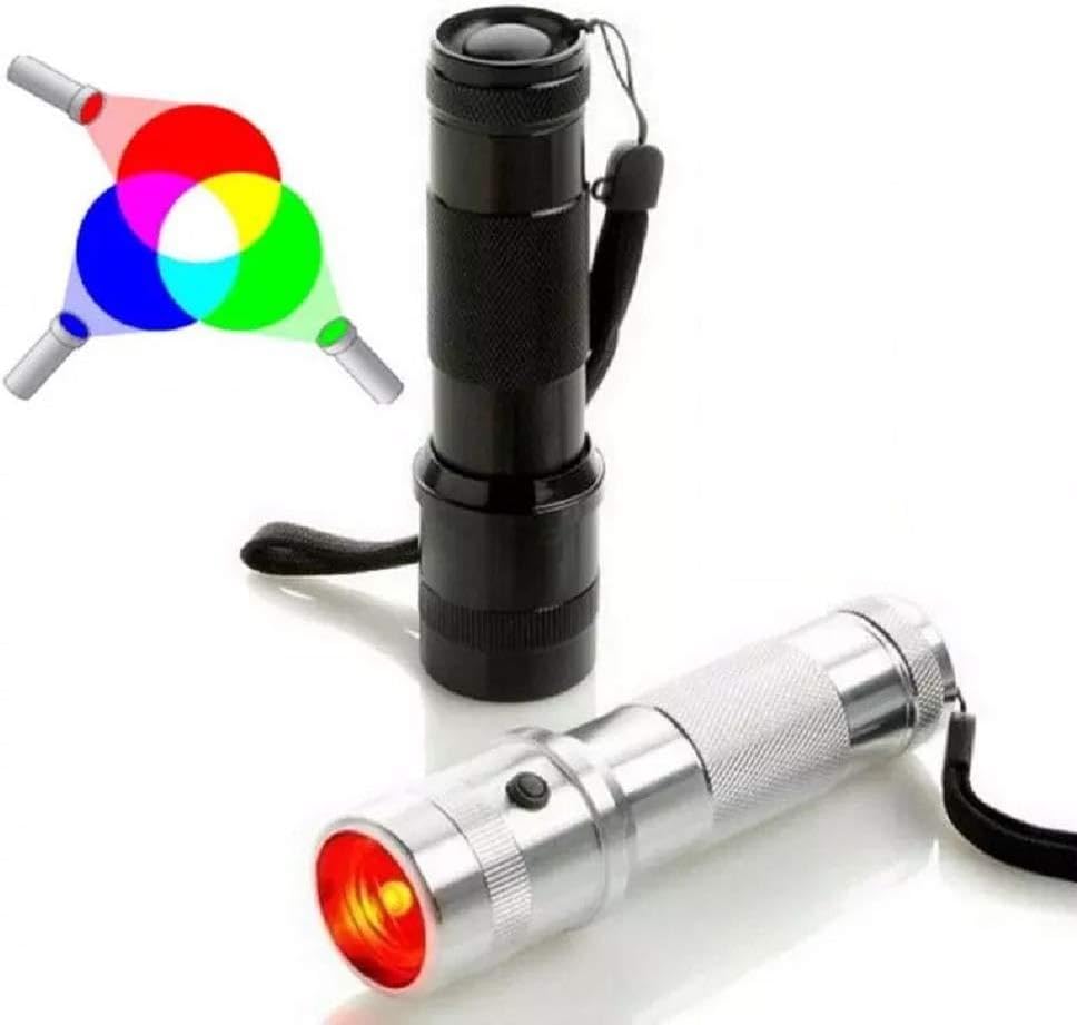 New 10 Color Changing RGB LED Flashlight 3W Aluminium Alloy RGB Edison LED Multicolor LED Rainbow AAA (white)