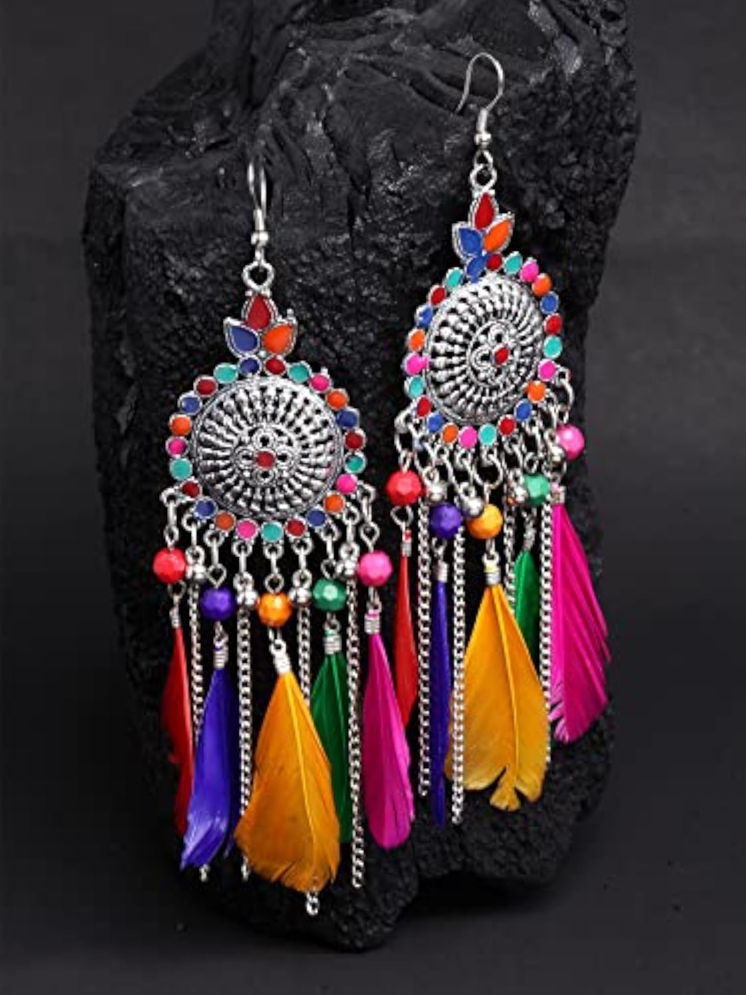 Oxidised Feather Earrings for Women