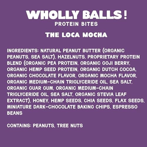 Image of Wholly Balls Protein Bites a€ inch Healthy Plant-Based Snack | High Protein, Low Sugar, Gluten-Free Energy Balls (Pack of 3, Loca-Mocha)