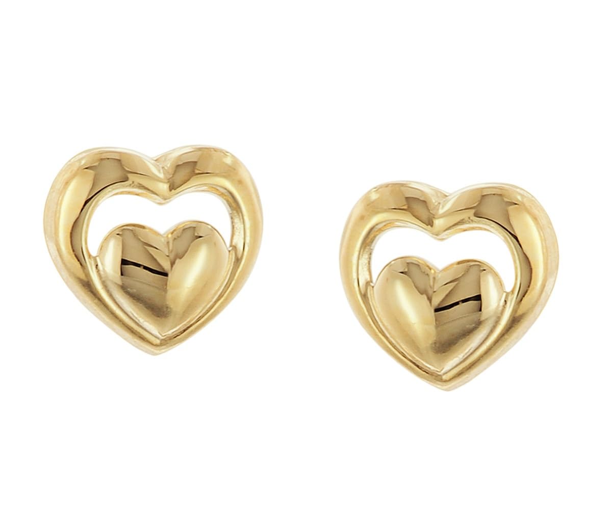 trendor Kinder-Ohrringe Gold 333/8K Ohrstecker Offenes Herz 28589