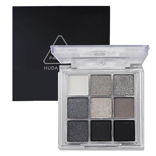 Miniatura 1 de GL-Turelifes Paleta de sombra de ojos negro mate y perla, maquillaje de sombra de ojos ahumada, sombra de ojos gris con purpurina plateada con