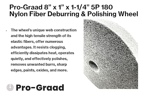 Image of Nylon Fiber Deburring Wheel 8 inch x 1 inch x 1-1 /4 inch 5P Hardness 180Grit Silicon Carbide Brushed Polishing Buffing Unitized Wheel for Bench Grinder Buffing Machine with Adapter for 1 /2 5 /8 3 /4 Arbor