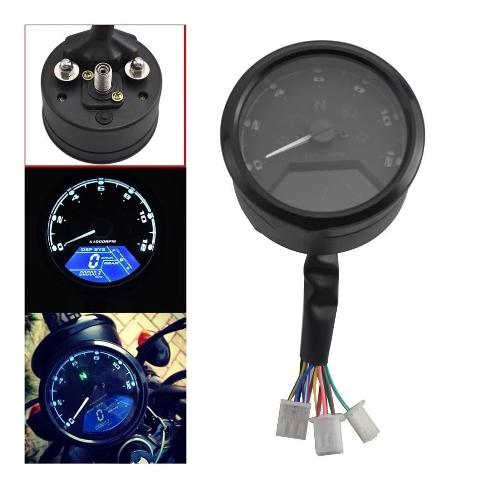 Cuadro de instrumentos de moto Medidor de motocicleta con soporte tacómetro medidor combustible indicadores tablero odómetro indicador Digital 2 o 4 cilindros(With bracket)