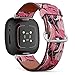CJBROES Replacement Leather Watch Band, Compatible with Fitbit Versa 3 and Fitbit Sense of Wristband Bracelet Accessory - Pink