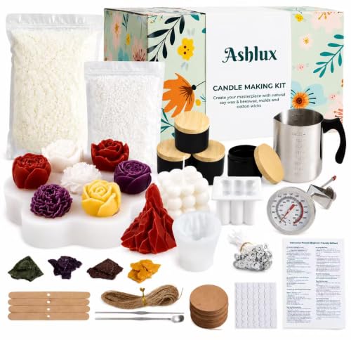 Ashlux Premium Candle Making Kit for Adults 2lb Soy & Beeswax Flakes Set
