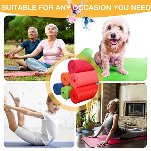 Jerify 24 Pcs Yoga Mats Bulk 68 X 24 X 0.16 Inch And 24 Pcs Yoga Strap Set Non Slip Exercise Mat Adjustable Stretch Band With D Ring Buckle For Stretching Pilates Gym Workouts Yoga Fitness, 6 Colors #TOP3