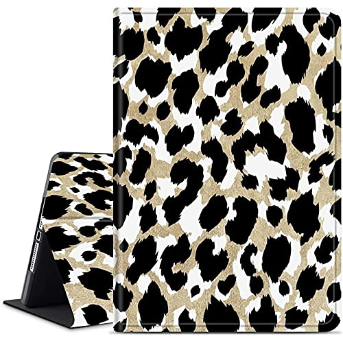 Case for All Amazon Kindle Fire 7 Tablet (9th/7th/5th Generation, 2019/2017/2015 Version), Multi-Angle Viewing Smart Shockproof Protective Tablet Case for Kindle Fire 7, Leopard Print