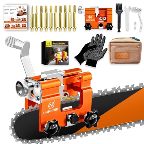 Image of Manual Chainsaw Sharpener with 10 Sharpening Steels & Carry Bag, Portable Chainsaw Chain Sharpening Jig Kit, 30 Angle File Guide Chainsaw Sharpener Tool for 4-22 Inch Chainsaws