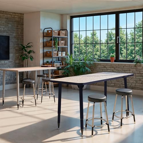 Image of Adapte Commercial Classroom Activity Table - 24 inch x 48 inch Rectangle, ADA Compliant Tapered Legs with Glides & Casters, Adjustable Height 22-34 inch Wheelchair Accessible, School & Office Furniture