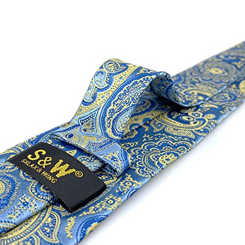 S&W SHLAX&WING Mens Necktie Set Tie With Pocket Square 57.5" Satin - View #7