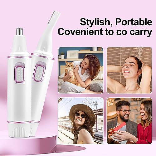 Image of Nose Hair Trimmer for Women 2 in 1 Painless Eyebrow Trimmer and Nose Trimmer Facial Hair Removal Nasal Hair Clippers Professinal, Waterproof, Dual-Edge Blade