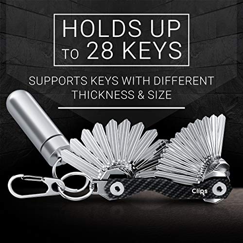 Smart Compact Key Organizer Keychain - Made Of Carbon Fiber & Stainless Steel- Pocket Key Chain Organizer Up To 28 Keys- Lightweight, Strong Includes Bottle Opener, Carabiner & More #TOP2