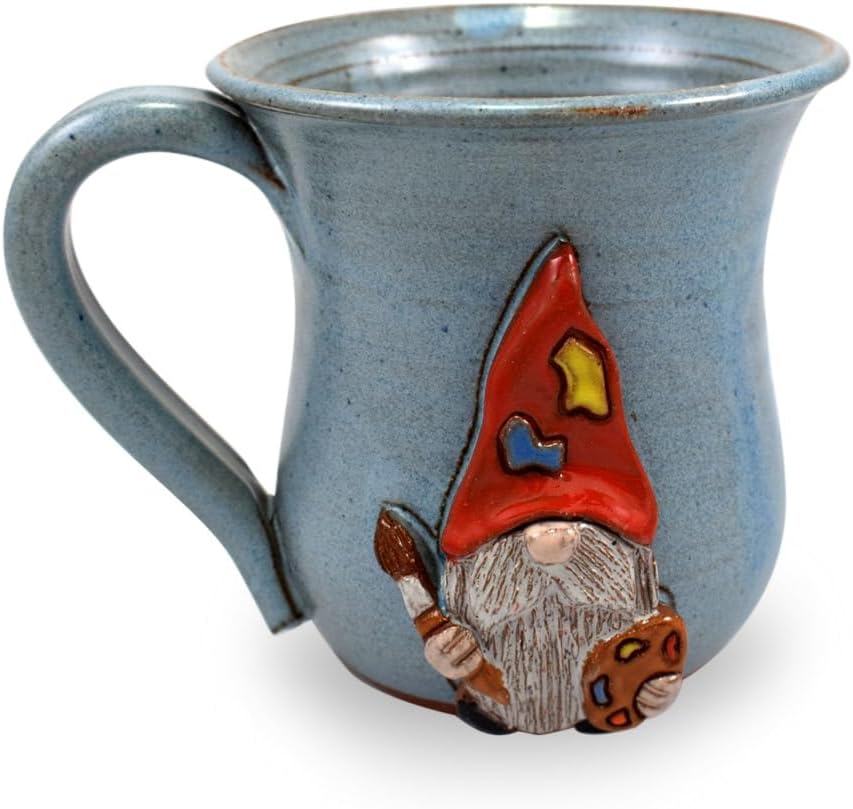 Artist Gnome Mug - American Handmade Sculpted Stoneware Pottery, 16-oz