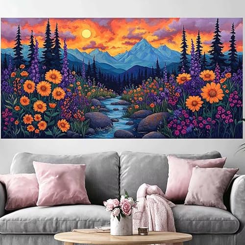 Grand Diamond Painting 60x120cm Coucher de Soleil pour Décoration Salon